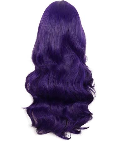 MapofBeauty 28 Charming Women Long Curly Synthetic Wig with Side Bangs in Dark Purple - Buy Online on SooperMarket.com