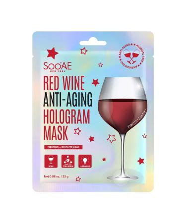 Soo AE Red Wine Anti-Aging Hologram Mask - 12 Count | Premium Skincare for Youthful Glow - Buy Online on SooperMarket.com