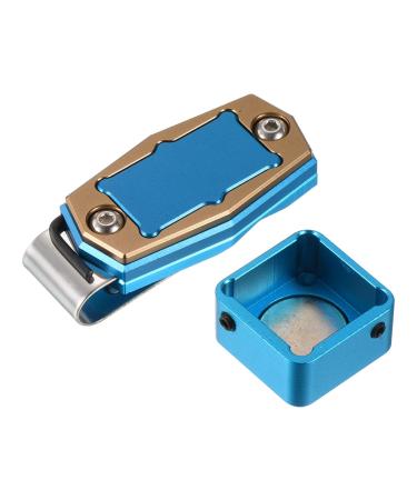 PATIKIL Billiard Magnetic Chalk Holder Aluminum Alloy Pool Billiard Cue Chalk Tip Case with Belt Clip for Snooker Sports Accessories Blue