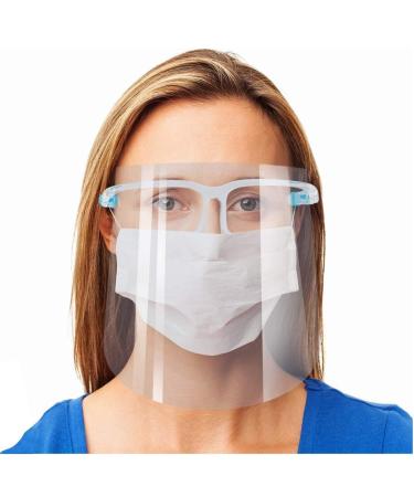 Safety Face Shield 2 Pack Reusable Goggle Shield Face Visor Transparent Anti-Fog Layer Protect Eyes from Splash