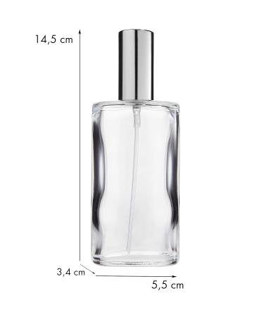 Fantasia Empty Perfume Bottle with Atomizer - 100ml Clear Glass Flakon Refillable Oval Design Silver Cap - Perfect for DIY Fragrance - Buy Online on SooperMarket.com