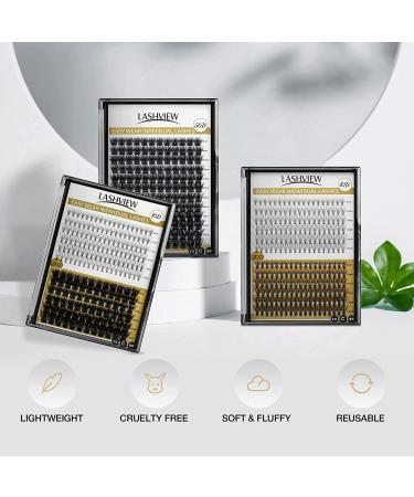 LASHVIEW DIY Lash Extension Cluster Lashes 0.10mm 56D 9-14mm Mixed Reusable - Soft, Lightweight Wide Band Lash Cluster Kit - Buy Online on SooperMarket.com
