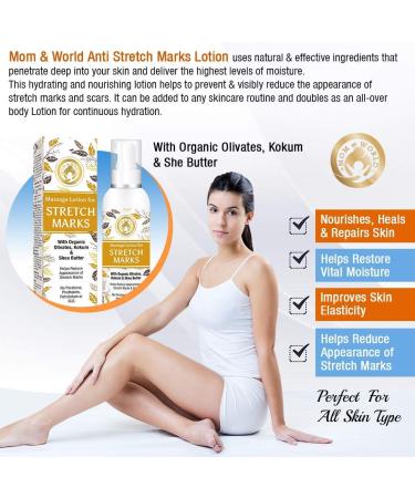 Mom & World Massage Lotion for Stretch Marks 120ml - Organic Olivates Kokum & Shea Butter - Best Stretch Mark Cream for Moms - Buy Online on SooperMarket.com