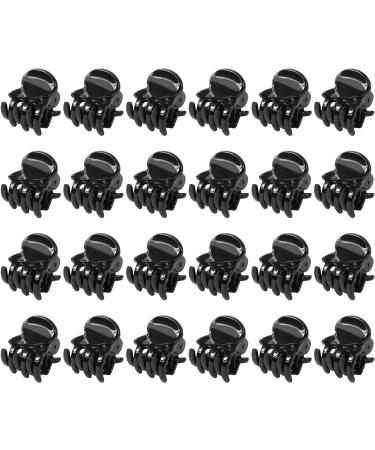Hanyousheng 24 Pcs Mini Hair Clips Mini Claw Clips Plastic Mini Hair Claws Non slip Hair Clip Hair Accessories for Women and Girls(Black)