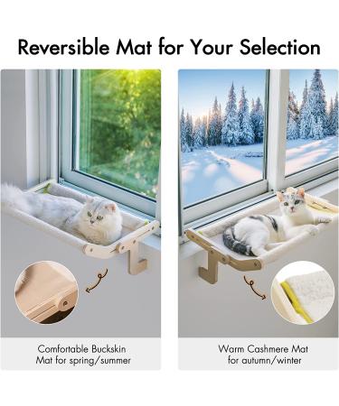 MEWOOFUN Sturdy Cat Window Perch Hammock | Reversible Mat | Holds Up to 40lbs | Beige-Large - Buy Online on SooperMarket.com