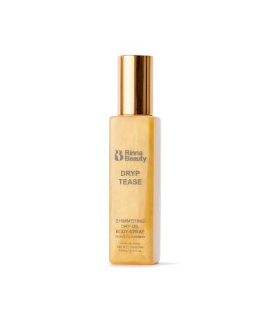 Rinna Beauty Dryp Tease Dry Body Oil Spray - Shimmering - Helps Moisturize Dry Skin Smooth Wrinkles & Anti-Aging - Vegan Cruelty-Free & Paraben-Free - 3.4 Fl Oz