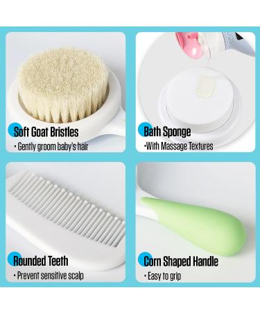 Baby Hair-Brush and Comb Set with Soft Brush, Bath Sponge, and Comb | Ideal for Newborns and Toddlers by BRADYS HOUSE - Buy Online on SooperMarket.com