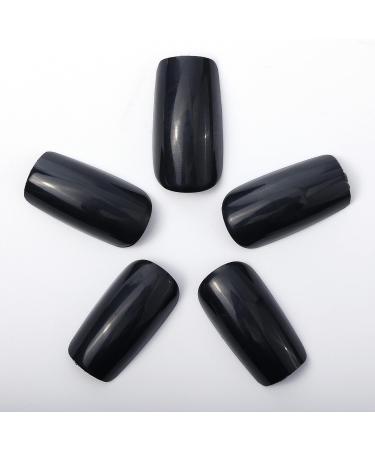 NOVO OVO Medium Square Black Sparkle False Press on Nails - Feijoada Glossy Acrylic Kit for Spring, Summer & Halloween - Buy Online on SooperMarket.com