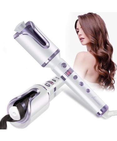 Auto Hair Curler Automatic Curling Iron Wand with 1" Large Rotating Barrel & 6 Temps & 3 Timer Settings Curling Iron with Dual Voltage Auto Shut-Off Fast Heating Spin Iron for Hair Styling Purple