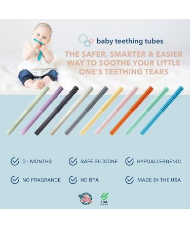 USA Made Baby Teething Tubes - Soft & Durable Silicone Teether - Mint 7 Inches - Teething Relief Must-Haves for Babies and Toddlers - Food Safe & Easy to Clean - Buy Online on SooperMarket.com