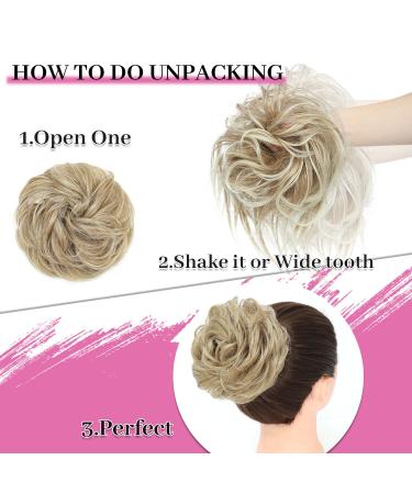 Fulang Hair 5-Pack Large Wavy Bun Hair Parts with Rubber Bands Artificial Hair Extensions for Women s Updos & Messy Buns (1B) - Buy Online on SooperMarket.com