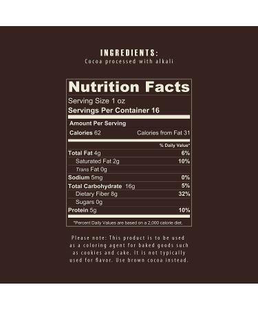 The Cocoa Trader Dutch Processed Black Cocoa Powder 1lb - 100% Authentic Cacao Beans - Unsweetened Dark Cocoa Powder for Baking, Coffee, Smoothies - Natural Coloring Agent - 1 Pound Pack - Buy Online on SooperMarket.com