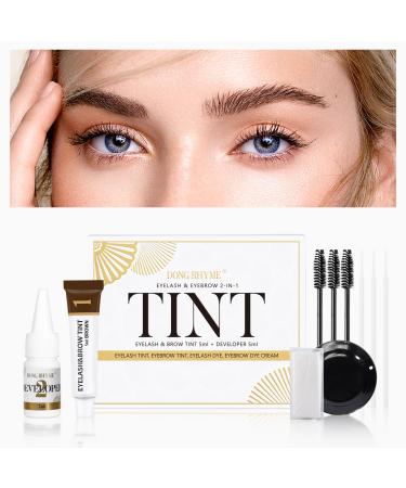 2 in 1 Eyebrow and Eyelash T-i-n-t Kit Professional Brow & Lash T-i-n-t Makeup at Home Semi-Permanent Brow DYE at Home & Salon Brown