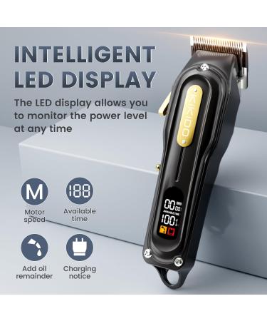 KNCANEO Hair Clippers for Men Professional -Cordless Beard Trimmer Rechargeable Waterproof Barber Clippers for Hair Cutting & Grooming Electric Shaver Gift for Men - Buy Online on SooperMarket.com