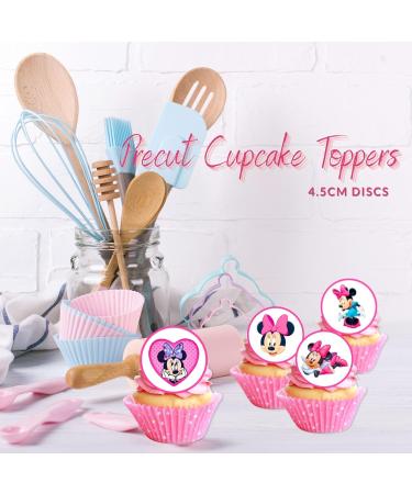 PRECUT Minnie Cupcake Toppers Pink Theme Premium Thickness SWEETENED VANILLA - wafer card cake decorations (24) - Buy Online on SooperMarket.com