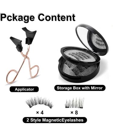 Magnetic Eyelashes Reusable 3D Magnetic Lashes Natural Look with Applicator No Glue Magnetic False Eyelashes without Eyeliner Waterproof Wispy Fluffy Magnetic Lashes - Buy Online on SooperMarket.com