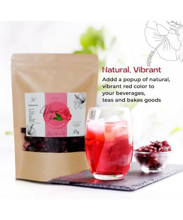 Dried Organic Hibiscus Flower Tea by Cocktail Crowd Detox - Ideal for Infusions, Iced Tea, Cocktails, Mocktails & Syrups (65g) - Buy Online on SooperMarket.com