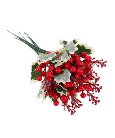 ABOOFAN 10pcs Simulated Christmas Berries Artificial Holly Berry Branch Artificial Pine Branches Christmas Berry Artificial Berries Pick Christmas Red Berry Pick Household Plastic Bouquet
