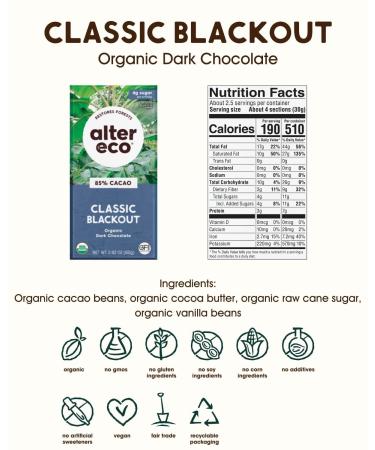 Alter Eco Organic Dark Chocolate Bar - 85% Cocoa - 12 Pack (2.82 oz each) - Buy Online on SooperMarket.com