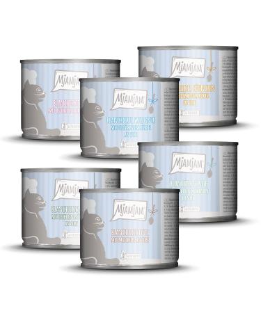 Mjamjam - Premium wet feed for cats - Tasting package I on sauce 6 Pack (6 x 185g) grain free with extra meat mixing package 185 g (6 Pack)