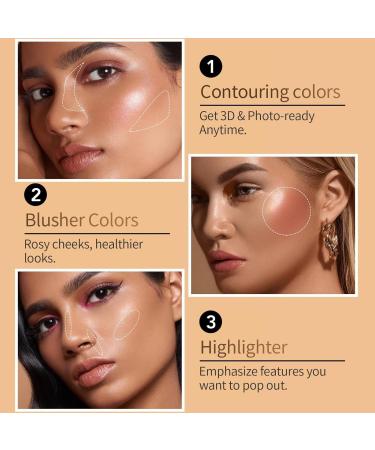 Ofanyia Liquid Highlighters & Blush Contour Set - 3-Piece Fair to Medium with High Opacity Creamy Formula & Pillow Applicator - Buy Online on SooperMarket.com