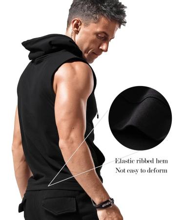 Babioboa Men's Tank Top Gym Hoodie - Sleeveless Fitness Bodybuilding Muscle Shirt with Pockets - Black L - Buy Online on SooperMarket.com