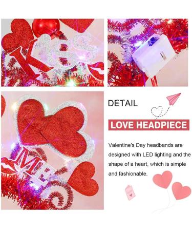 Vatocu LED Valentine's Day Headband Luminous Heart Headpiece Red Lips Headband Sequins Heart Hair Accessories for Holiday Wedding Birthday Party Gift - Buy Online on SooperMarket.com