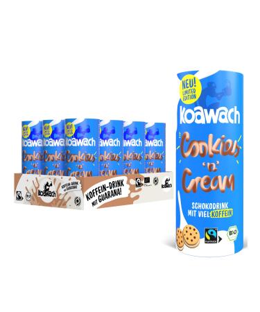 Koawach chocolate drink in various flavors - drinking chocolate cakein cocoa drink can guarana chocolate energy drink organic fairtrade (12 x 235 ml) (12 x 235ml cookies & cream) cookies & cream 235 ml (12 Pack)