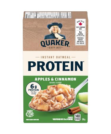 Quaker High Protein Apples & Cinnamon Instant Oatmeal Cereal 6 Packets 228 g Apple Cinnamon 228 g (Pack of 1)