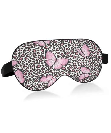 WELLDAY Sleep Mask Butterfly and Leopard Night Eye Shade Cover Soft Comfort Blindfold Blockout Light Adjustable Strap for Men Women