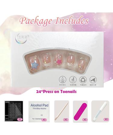 French Cute False Nails Extra Short Kids Stick on Nails with Mermaid Bubble Beads 24pcs Square Press On Nails with Glue Sweet Colour Design Funny Fake Nails for Women Girls (Sweet Heart) - Buy Online on SooperMarket.com