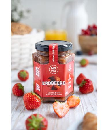 No Sugar Strawberry Fruit Spread | 80% Fruit Content | Erythritol & Stevia | EU Made | 3 Pack (3x260g) - Buy Online on SooperMarket.com