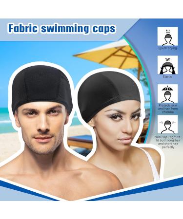 3 Pack Elastic Swimming Caps - Comfortable Non-Slip Unisex Fabric Caps for Women Men & Children - Black - Buy Online on SooperMarket.com