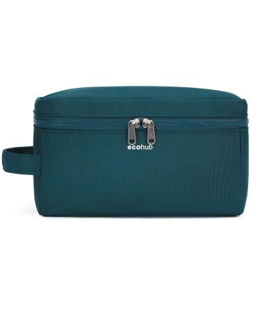 Ecohub Water-Resistant Travel Toiletry Bag Wet and Dry Separation Wash Bag for Men Women Dopp Kit Shaving Bag Recycled PET Wide-Open Zipper Pouch Travel Toiletries Bag for Men Women(Green)