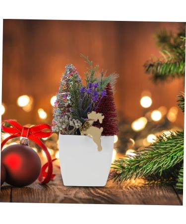 HOMSFOU 5pcs Christmas Simulation Potted Plant Tiny Christmas Tree Christmas Pine Tree Artificial Plant for Desk Decor Fake Plant Christmas Plant Decoration Small Plant Plastic Office Mini Goldenx5pcs 21X11cmx5pcs - Buy Online on SooperMarket.com