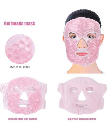 Hot Cold Compress Facial Gel Mask Reusable Washable Gel Beads Face Mask for Dark Circles and Puffiness Skin Friendly Cooling Gel Face Mask with Elastic Band Design (Pink) - Buy Online on SooperMarket.com