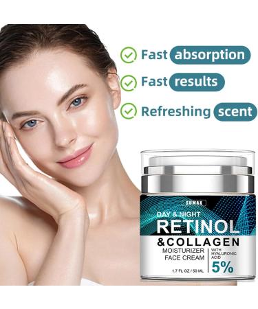 Retinol Collagen Cream for Face with Hyaluronic Acid Anti Aging Moisturiser Cream with Collagen Retinol Face Cream to Reduce Wrinkles & Spots Day & Night Use 50ml - Buy Online on SooperMarket.com