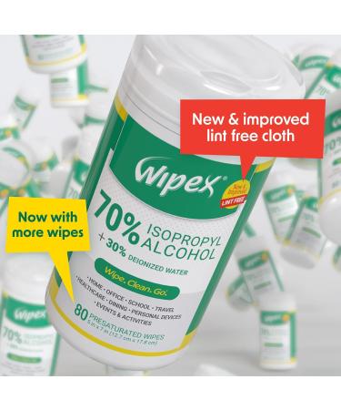 Wipex Alcohol Wipes for Electronics - 70% Isopropyl Tech Wipes for Computers & iPhones | Lint-Free Screen Cleaning - 80 Count (Pack of 6 - Buy Online on SooperMarket.com