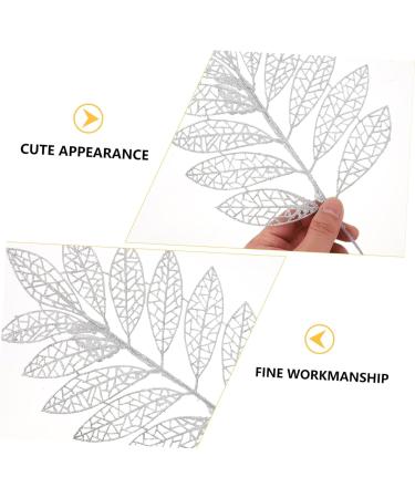 Abaodam 5pcs Christmas Simulated Leaves Gold Dining Table Christmas Glitter Stems Creative Pendant Bride Silver 41x20x0.1cm - Buy Online on SooperMarket.com