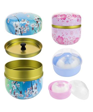 GZkedu 2 Pack Baby Powder Compact 2 Pack Powder Case with Powder Puff for Body Powder Home Travel Powder Case for Baby and Mom