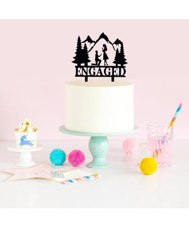 Mountain Engagement Cake Topper Man Proposes To Woman Cake Topper Cake Decorations for Engagement/Bridal Shower/Wedding/Proposal Party - Buy Online on SooperMarket.com