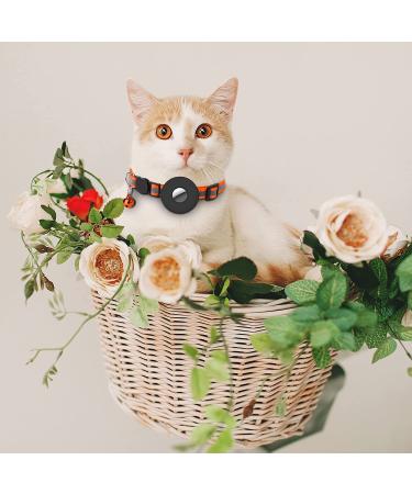 Reflective Airtag Cat Collar with Bell | Waterproof Holder Case for Apple Airtag | Breakaway Safety Buckle | Orange - Ideal for Cat or Kitten - Buy Online on SooperMarket.com