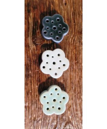 Eco-Friendly Lotus Shaped Clay Floral Holder for Happy and Wealthy Floral Arrangements - White, 2.76 inches - Buy Online on SooperMarket.com
