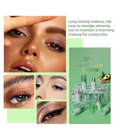 6 Colors Mini Cream Eyeshadow Stick Set - Waterproof Long Lasting Shimmer Metallic Makeup - Pearl White Nude Brown Glitter - Buy Online on SooperMarket.com