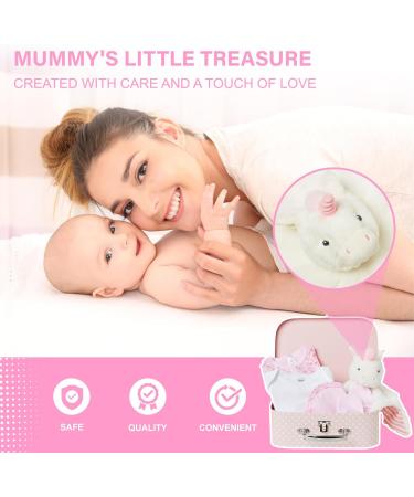 Baby Box Shop Newborn Baby Girl Gift Set - 7 New Baby Gifts with New Born Baby Essentials Unique Baby Girl Gifts Newborn - Pink Baby Hamper for New Baby Girl Gift - Newborn Girl Gifts Set - Pink M Pink - Buy Online on SooperMarket.com
