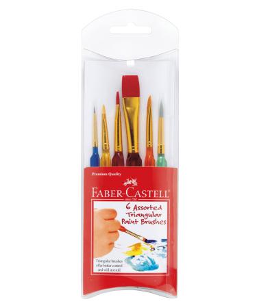 Faber-Castell Triangular Paint Brush Set - 6 Assorted Sizes - Paintbrushes for Kids 6 Triangular Paint Brushes