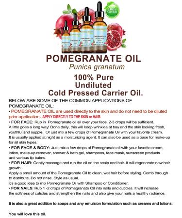 100% Pure Pomegranate Oil - Natural Cold-pressed Carrier Oil for Face Skin Hair | Botanical Beauty 2 Fl Oz - Buy Online on SooperMarket.com