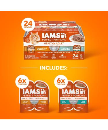 IAMS Perfect Portions Healthy Wet Cat Food Adult Grain Free Pat - Chicken and Tuna 75 g Pack of 1 & Perfect Portions Healthy Wet Cat Food Adult Grain Free Cuts in Gravy - Buy Online on SooperMarket.com