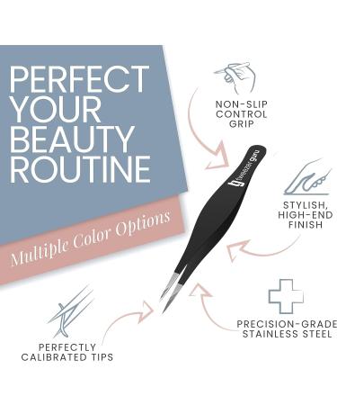 Tweezer Guru Pointed Tweezers - Precision Needle Nose Tip for Eyebrows, Ingrown Hair, Blackheads & Splinters - 2 Piece Set in Sky Blue & Black - Buy Online on SooperMarket.com