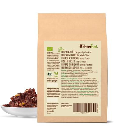 Organic Dried Hibiscus Flowers 1000g - Sour Fruity Taste | Sweet Aromatic Tea & Ideal for Salads Desserts Joghurt | Achterhof Quality - Buy Online on SooperMarket.com